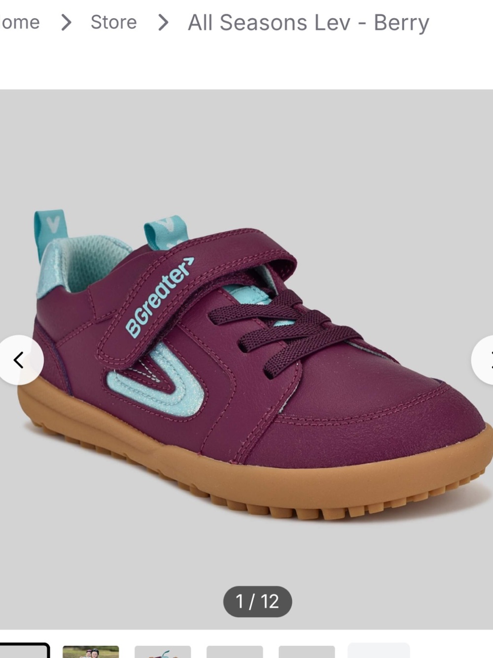 NWT BGreater All Seasons Levison Trainer Kids Shoes Berry size 1Y